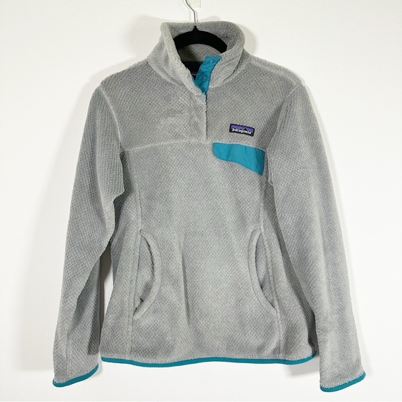 Patagonia Re-Tool Snap-T Better Fleece Pullover Sweater Grey and Teal Size XS - Picture 1 of 8